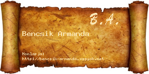 Bencsik Armanda névjegykártya